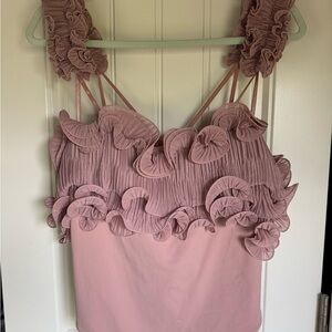 Free People Pink Ruffled Camisole